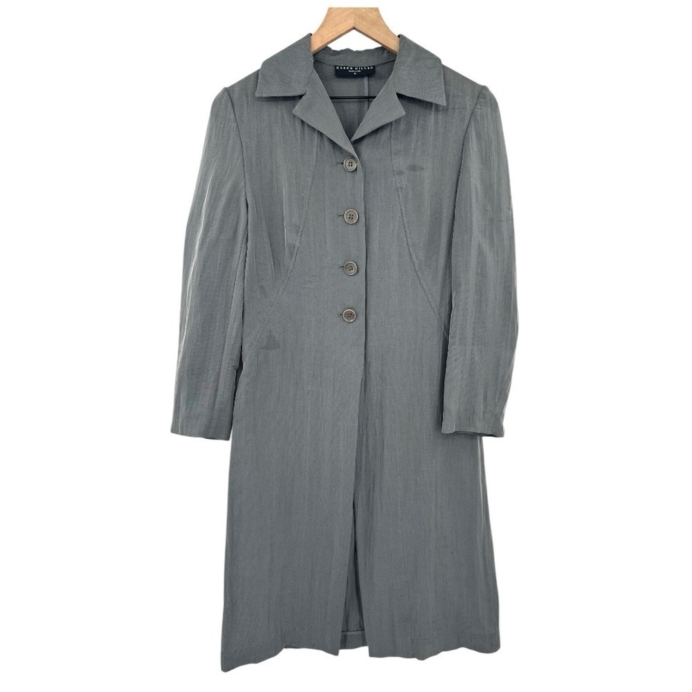 Karen Millen Longline Button Front Jacket - Gray - UK Size 10 / US Size Small